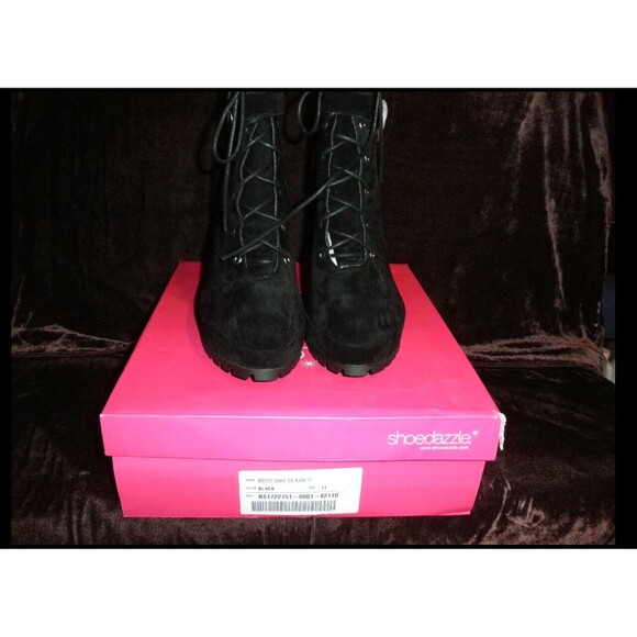 NEW by SHOEDAZZLE, BOOTIES, SIZE 11 MEDIUM VONNE WW, BLACK, SUEDE (HEELS 5"). - Picture 3 of 10